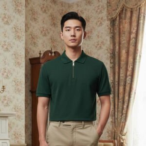 Polo Zipper T-shirt Half Sleeve (Olive)