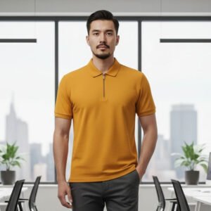 Polo Zipper T-shirt Half Sleeve (Yellow)