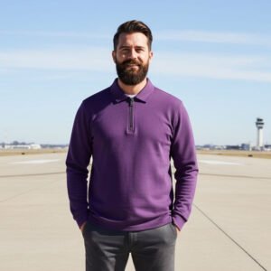 Polo Zipper T-shirt Full Sleeves (Purple)