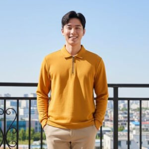 Polo Zipper T-shirt Full Sleeves (Yellow)