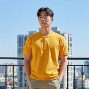Henley T-shirt Half Sleeve (Yellow)