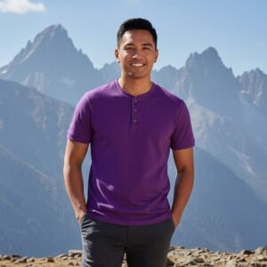 Henley T-shirt Half Sleeve (Purple)