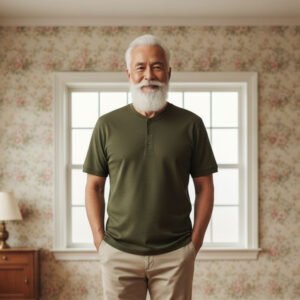 Henley T-shirt Half Sleeve (Olive)