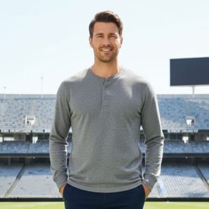 Henley T-shirt  Full Sleeve (Grey)