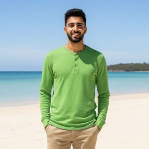 Henley T-shirt  Full Sleeve (Green)