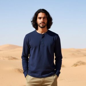 Henley T-shirt  Full Sleeve (Navy)