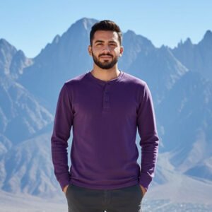 Henley T-shirt  Full Sleeve (Purple)