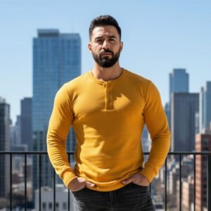 Henley T-shirt  Full Sleeve (Yellow)