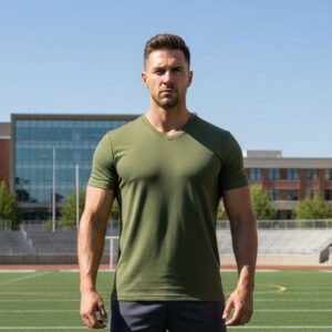 V Neck T-shirt  Half Sleeve (Olive)
