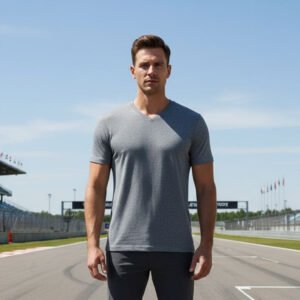 V Neck T-shirt  Half Sleeve (Grey)